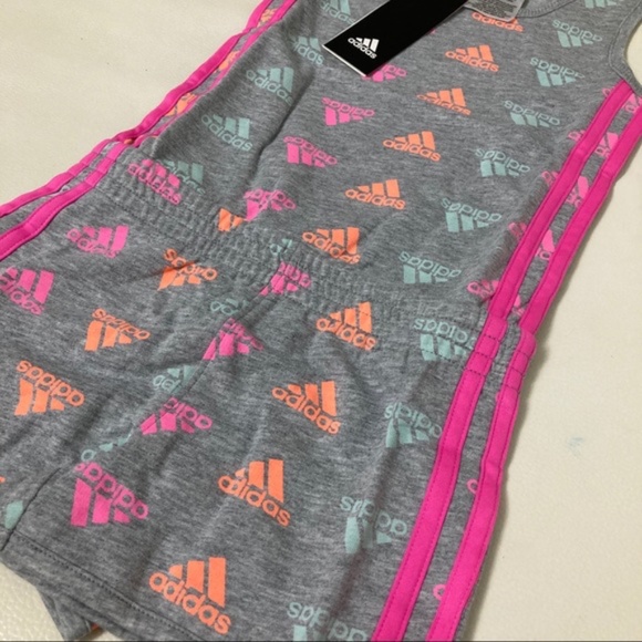 Adidas cute colorful neon colors pink romper 6204 - Picture 2 of 5